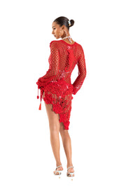 andreeva womens red crochet cover up