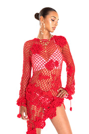 andreeva womens red crochet top