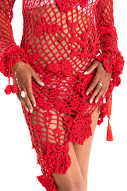 andreeva womens red crochet cover up