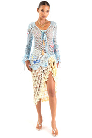 andreeva womens aqua blue crochet cover up