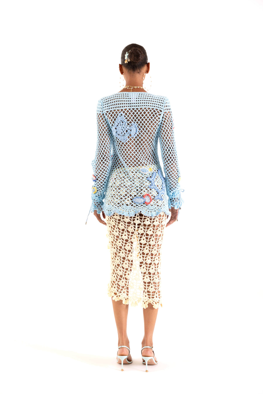 andreeva womens yellow crochet cover up