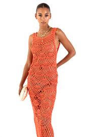 andreeva womens coral maxi crochet dress