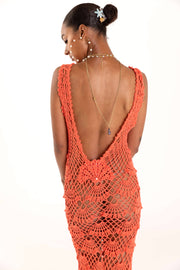andreeva womens coral maxi crochet dress