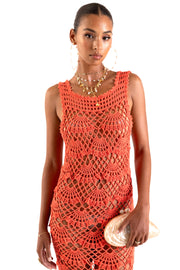 andreeva womenscoral maxi crochet dress