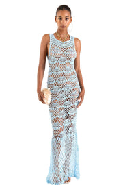 andreeva womens blue maxi crochet dress