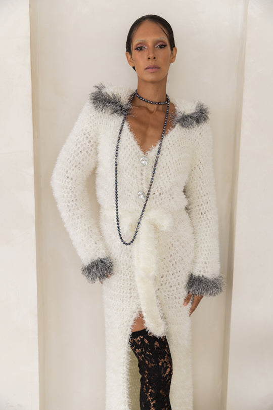 andreeva white handmade knit cardigan