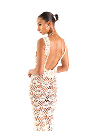 andreeva womens white maxi crochet dress