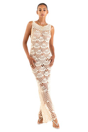 andreeva womens white maxi crochet dress