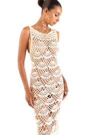 andreeva womens white maxi crochet dress