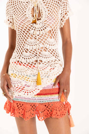 andreeva womens beige crochet top