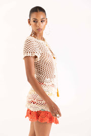 andreeva womens beige crochet top