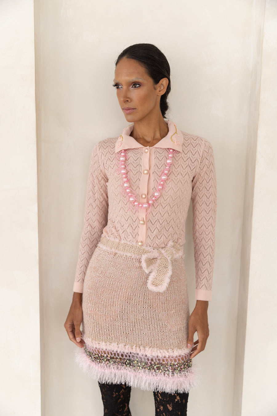 andreeva pink cashmere knit shirt