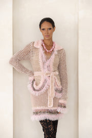 andreeva pink handmade knit cardigan