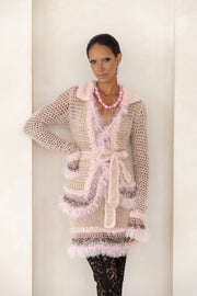 andreeva pink handmade knit cardigan