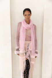 andreeva pink handmade knit scarf