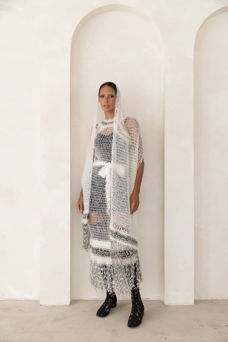ANDREEVA | White Rose Handmade Knit Dress ANDREEVA | White Rose Handmade Knit Dress
