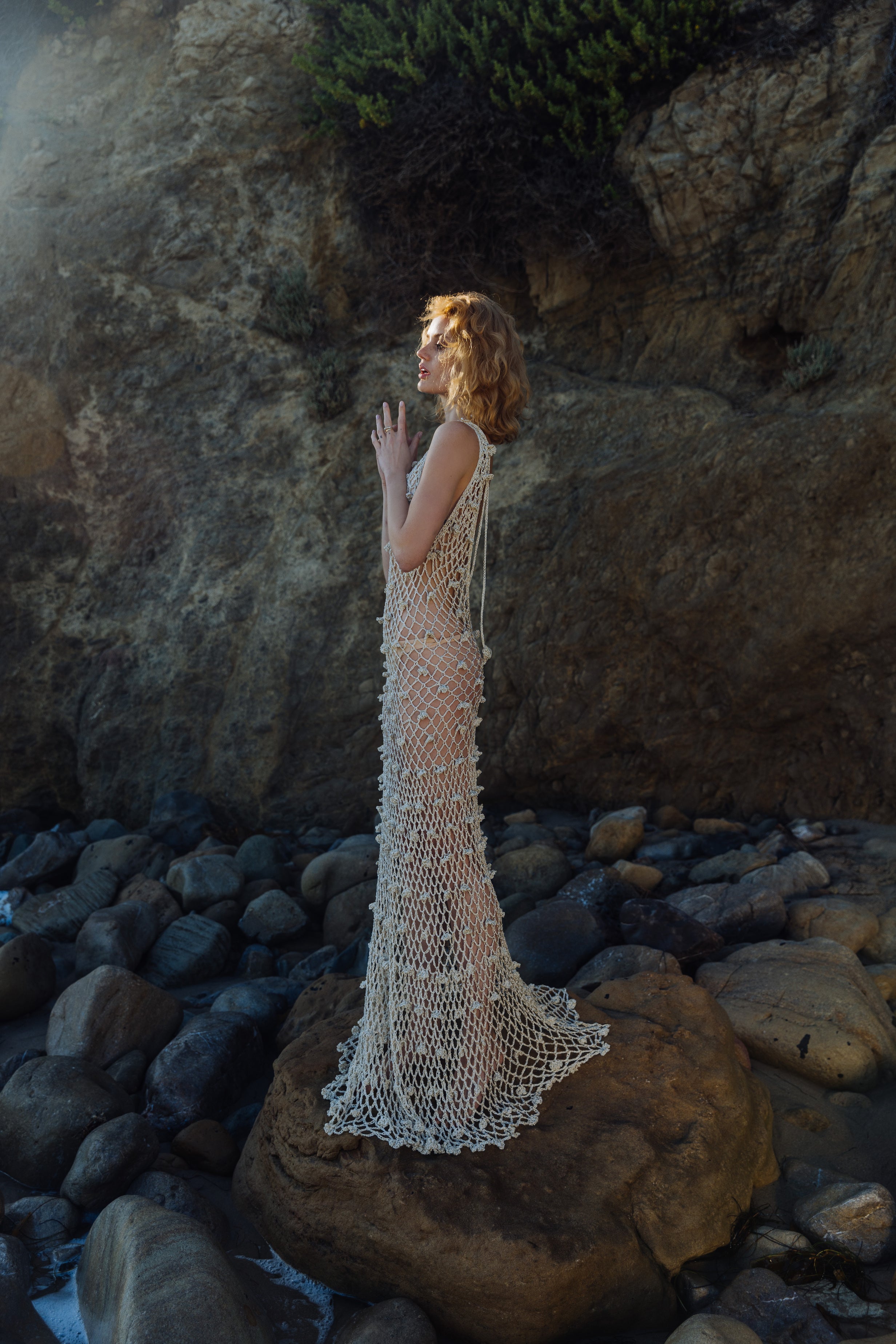 ANDREEVA Malva Silver Handmade Crochet Maxi Dress