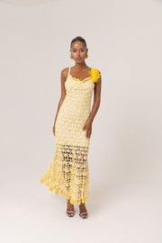 andreeva womens butter yellow crochet dress