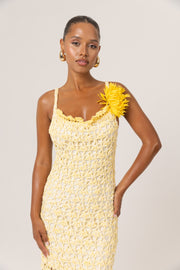 andreeva womens butter yellow crochet dress