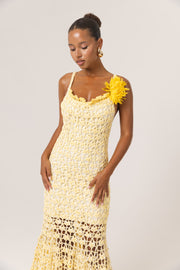 andreeva womens butter yellow crochet dress