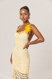 andreeva womens butter yellow crochet dress