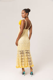 andreeva womens butter yellow crochet dress