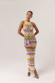 andreeva women's multicolor maxi crochet  dress