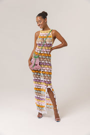 andreeva women's multicolor maxi crochet  dress