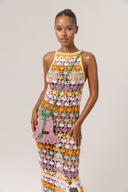 andreeva women's multicolor maxi crochet  dress