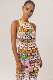 andreeva women's multicolor maxi crochet  dress
