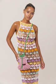 andreeva women's multicolor maxi crochet  dress