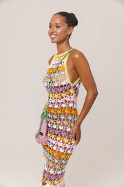 andreeva women's multicolor maxi crochet  dress