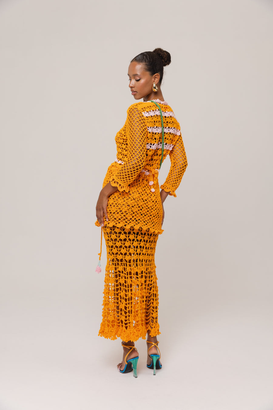 andreeva womens orange crochet shirt