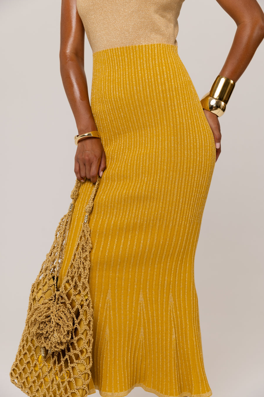 andreeva womens gold knit dress