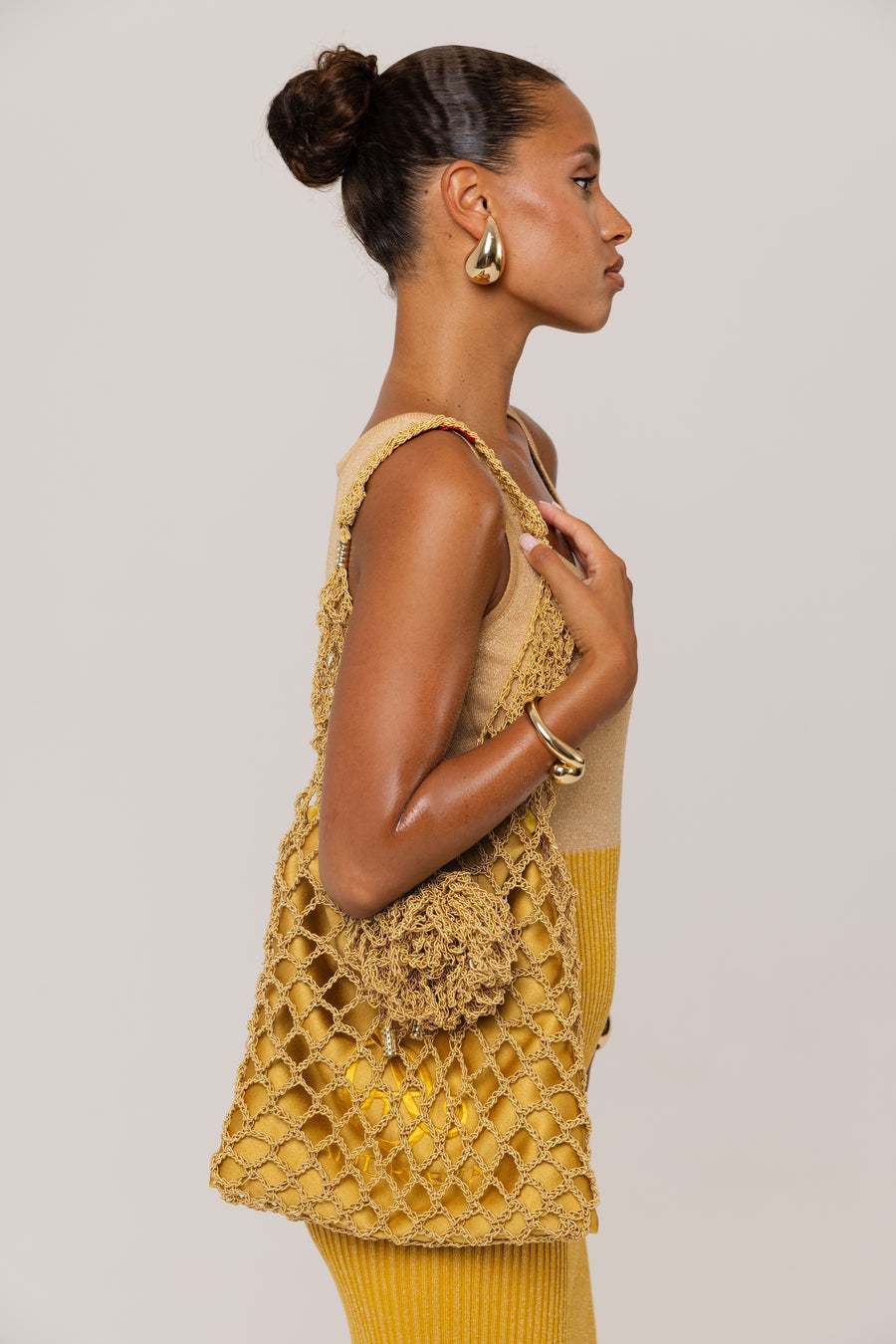 andreeva womens gold knit dress