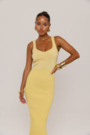 andreeva womens yellow knit midi dress