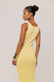 andreeva womens yellow knit midi dress