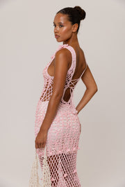 womens women's pink crochet dress
