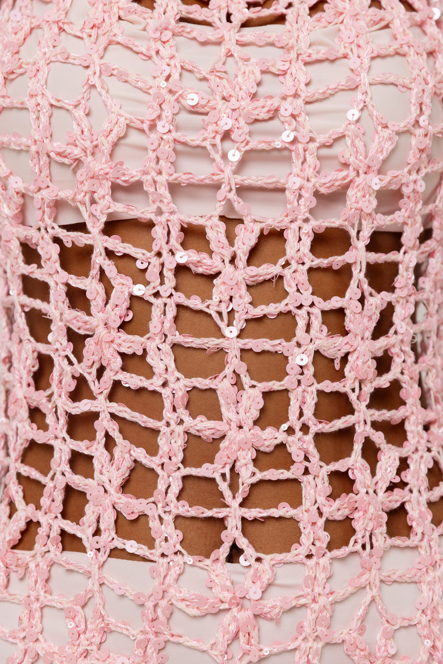 womens women's pink crochet dress