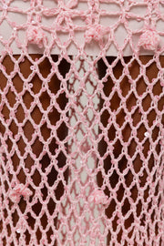 womens women's pink crochet dress
