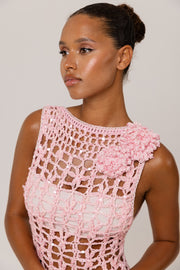 womens women's pink crochet dress