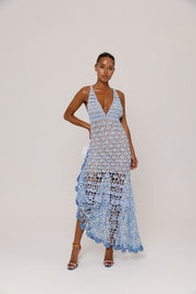 andreeva maxi blue crochet dress
