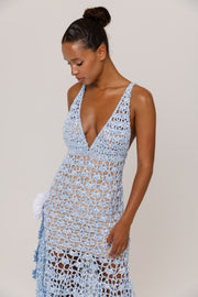 andreeva maxi blue crochet dress