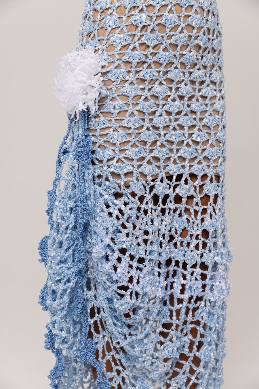 andreeva maxi blue crochet dress