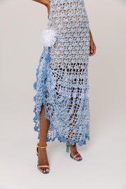andreeva maxi blue crochet dress