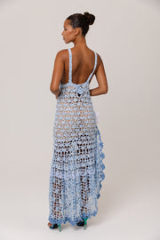 andreeva maxi blue crochet dress