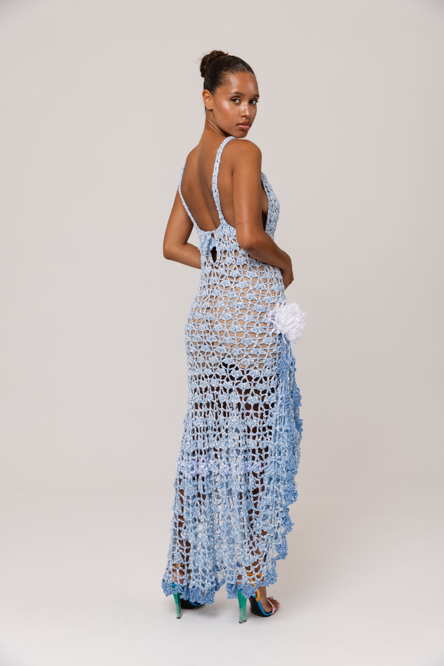 andreeva maxi blue crochet dress