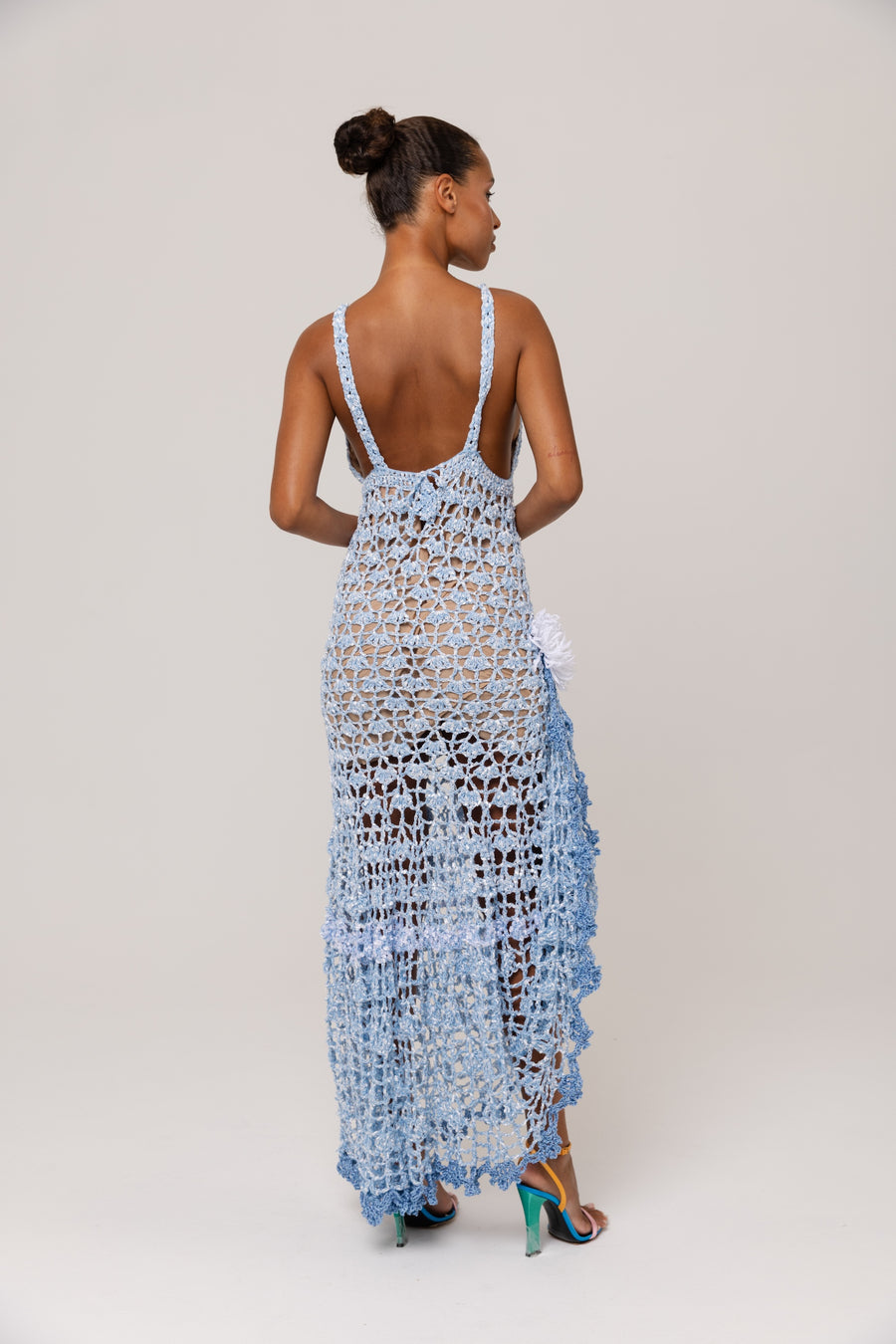 andreeva maxi blue crochet dress