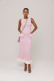 andreeva womens pink knit dress with feathers