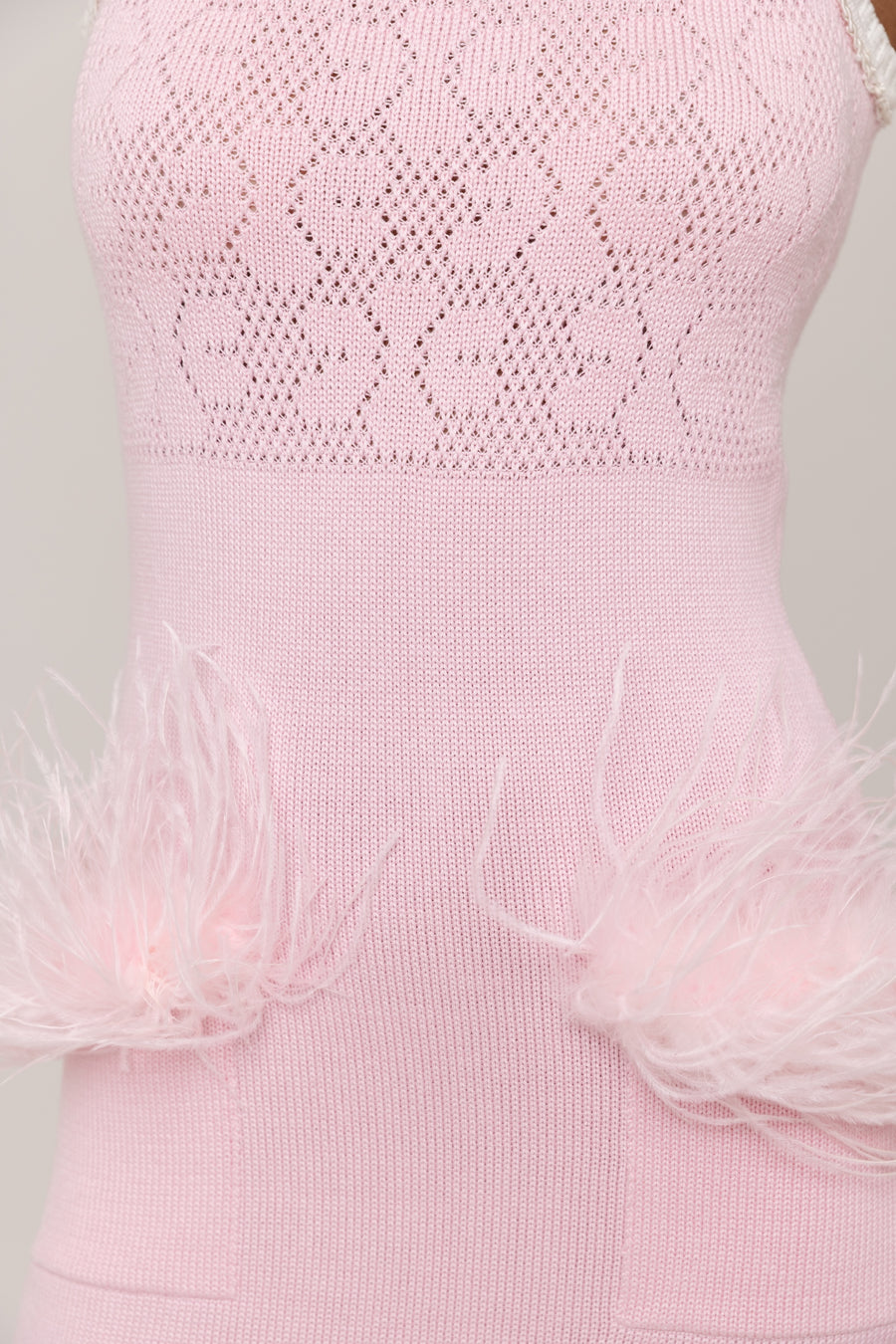 andreeva womens pink knit dress with feathers